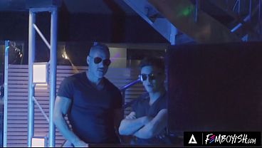 Image FEMBOYISH - Femboy Stripper Sam Ledger Gets DOUBLE TEAMED By Customers Manuel Skye & Trevor Brooks