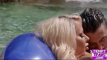 Image Hot Guy Encounters His Girlfriends Trans Stepsis Sizzling Sex Goddess Brittney Kade at Poolside