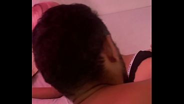 Image My Latino stepbrother takes off my thong when we're together in bed.