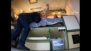 Image My sexy hostess did a very good job by cleaning my food truck so as a reward I licked, fingered and fucked her juicy pussy