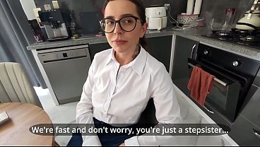 Image My stepsister was going to an interview, but I tore her jeans and ass!