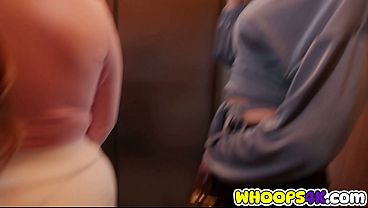 Image Nervous New Hire Stuck in Elevator With Hot T-Boos and Maintenance Worker