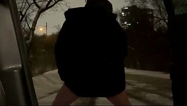 Image Playing in the snow - with nipple suckers and no pants