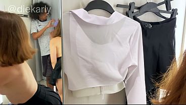 Image sneaky fitting room blowjob