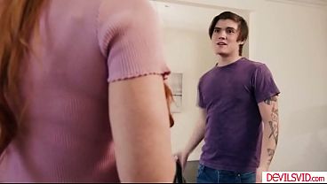 Image Stepmom Sophia Locke is willing to teach her stepson how to fuck safely without condoms. The guy is sucking her big tits while fucking her pussy.